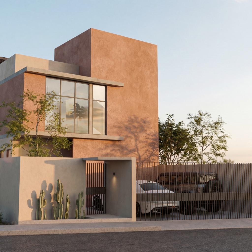 Exterior of a luxury minimalist villa in San José del cabo