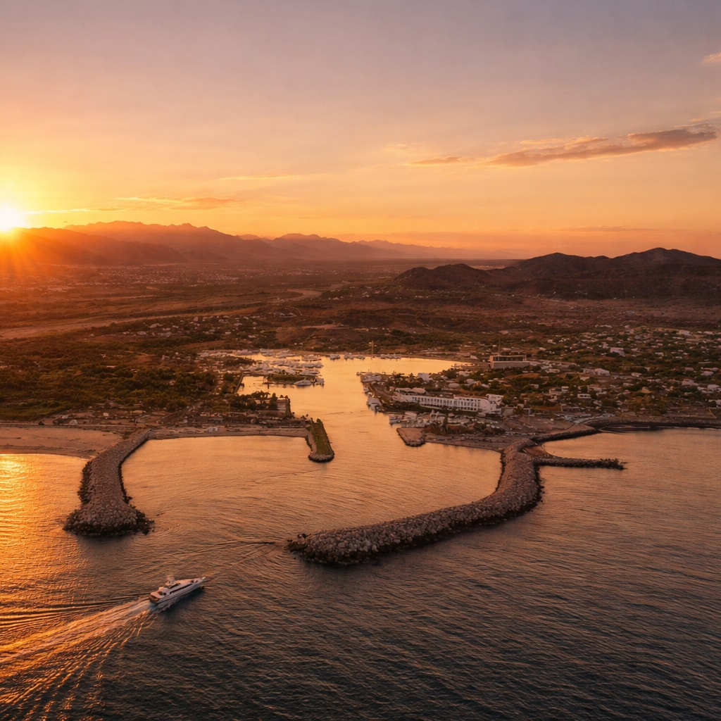 Luxury interior view with floor-to-ceiling windows overlooking the Sea of Cortez