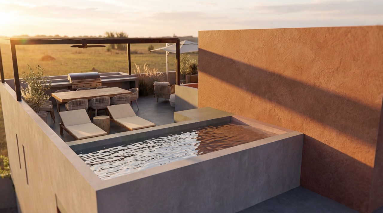 Vertical slab of light quartz stone with soft veining